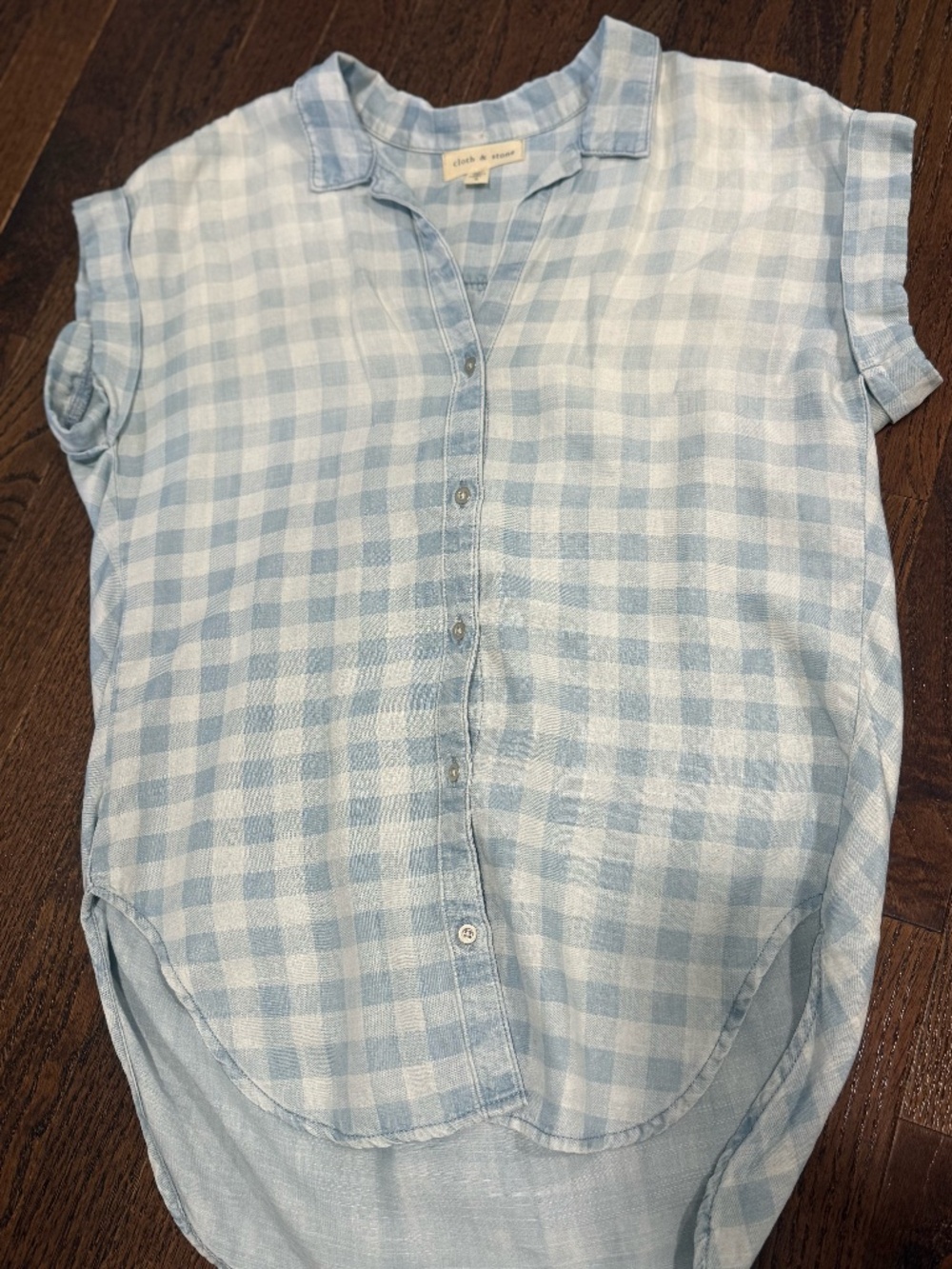 Cloth & Stone - Light Blue Gingham Button-Down Shirt